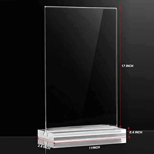 2 Pack Large Acrylic Sign Holder - 11 x 17 Inches Clear T Shaped Table Photo Menu Display Stand - Double Sided Picture Flyer Holder for Office Store Restaurant