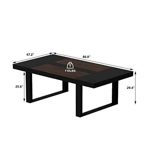 ECACAD 7FT Conference Table for 6-8 People, Large Rectangular Meeting Table, Modern Seminar Table for Office Meeting Conference Room, Black and Deep Brown (86.8¡±L x 47.2¡±W x 29.4¡±H)