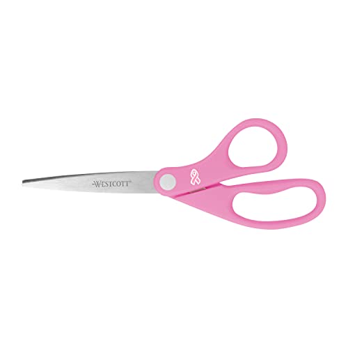 Westcott Pink Ribbon 8-Inch Stainless Steel Office & Craft Scissors - 1 Pack