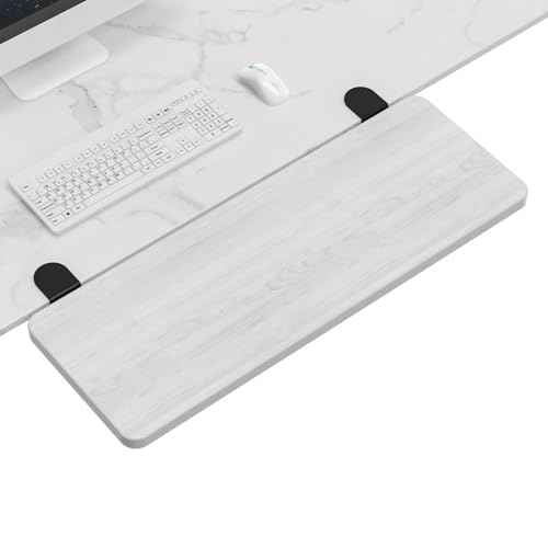 Ergonomics Desk Extender Tray, 25.2x9.5" Punch-Free Clamp on, Foldable Keyboard Drawer Tray, Table Mount Arm Wrist Rest Shelf, Computer Elbow Arm Support