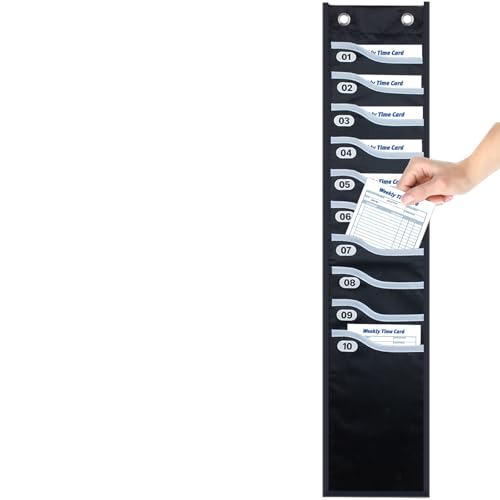 ALSLEA Wall-Mounted Time Card Rack with 10 Slots, Extra-Wide Office Organizer