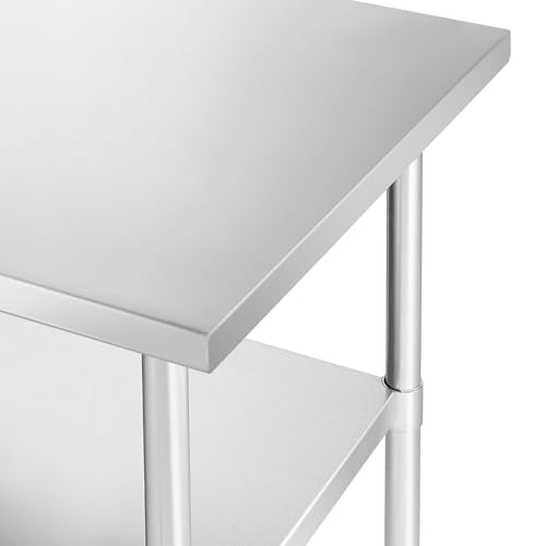 KUTLER Stainless Steel Table 24 x 60 Inches, NSF Heavy Duty Commercial Kitchen Prep and Work Table with Undershelf for Restaurant, Hotel, Home