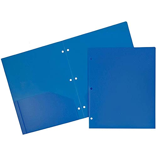 JAM Paper Heavy Duty Plastic Pocket Folders 6-Pack - Assorted Colors, 3-Hole Punch, 9.5 x 11.6 inches