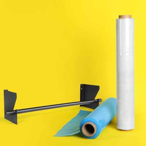60 Inch Paper Roll Holder Wrapping Paper Wall Mounted Roll Rack Holder Adjustable Reliable Kraft Scroll Dispenser for Vinyl, Kraft, or Other Rolled Materials(Black)
