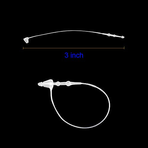 HDST-HOME 3in/7.6cm Clear Plastic Tag Fasteners - 2000 Pcs Snap Lock Loop for Retail Clothing
