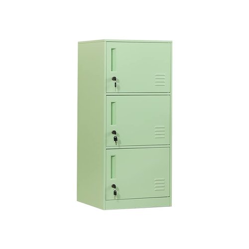 DAYTOYS 3 Door Metal Vertical Storage Locker for Kids Bedroom, Children Room, School, Office, Home,Stackable Steel Storage Cabinet for Toys, Sports Equipment,Anti-Tilting Device. (3D, Green)