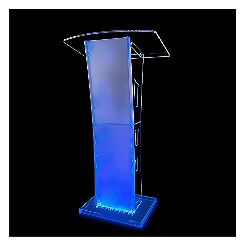 GOJLEX StyleD 43" Acrylic Podium with LED Lights – Clear Church/Conference Lectern, 15 Colors, Remote