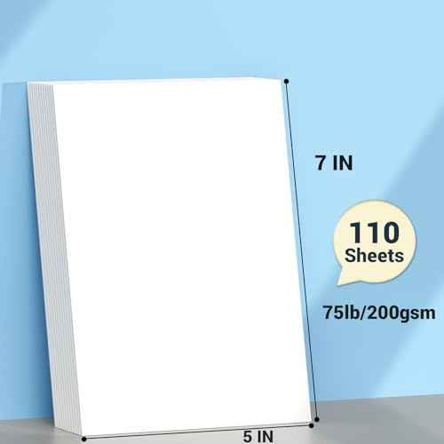 Cardstock Paper, White Cardstock 5x7, 110 Sheets Card Stock, 200GSM Thick Printer Paper 5x7, White Blank Card Stock Paper for Greeting Cards, DIY Cards, Wedding Invitation, Postcards