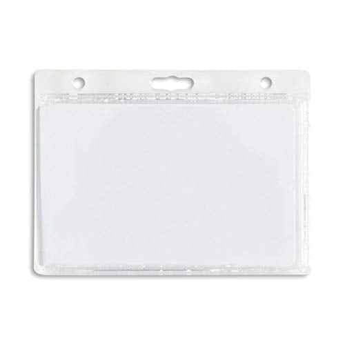 Clear Horizontal Hard Plastic Badge Holder - Credit Card Size - 50 Pack