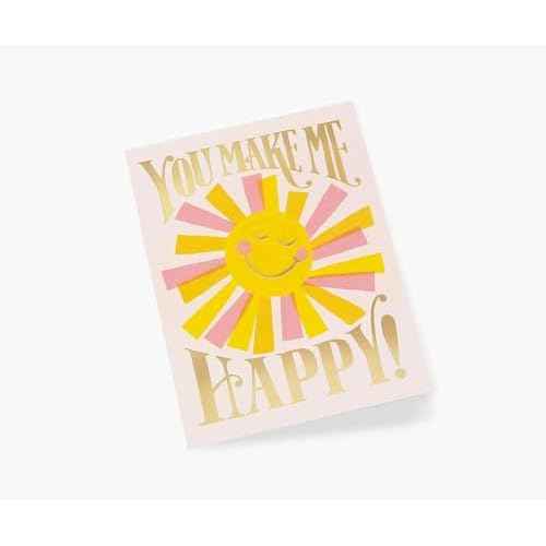 RIFLE PAPER CO. Greeting Card Boxed Set of 12 with Envelopes | Lets Your Thoughtful Handwritten Note Take Center Stage (Artisanally Crafted in the USA), You Make Me Happy