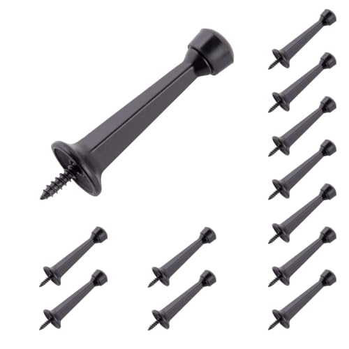 Home Master Hardware 3" Heavy Duty Solid Door Stop – 12 Pack, Matte Black
