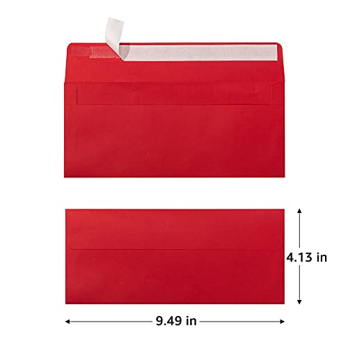 Wishop 100 Pack Colorful #10 Business Envelopes Red 4.13 x 9.49 Inches