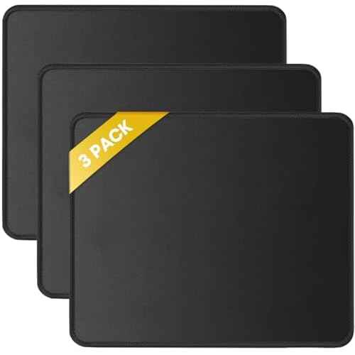 JIKIOU 3 Pack Mouse Pad with Stitched Edge, Comfortable Mouse Pads with Non-Slip Rubber Base, Washable Mousepads Bulk with Comfortable Cloth, Mouse Pads for Computers Laptop Mouse 10.2x8.3inch Black