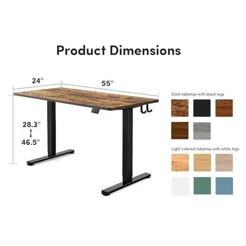 FEZIBO Standing Desk, 55 ¡¿ 24 Inches Electric Height Adjustable, Sit Stand Up Desk, Home Office Desk with Splice Board, Black Frame/Rustic Brown TOP
