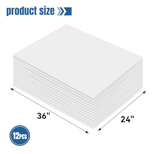 AKLINE White Foam Core Boards 24x36 Inch 5mm Pack of 12 - Lightweight & Warp Resistant