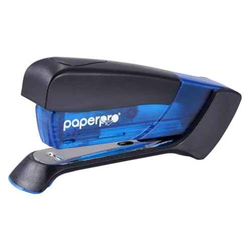 PaperPro Compact Classic Desktop Stapler, 15 Sheet Capacity, No Effort, One Finger, 80% Easier Stapling, Blue