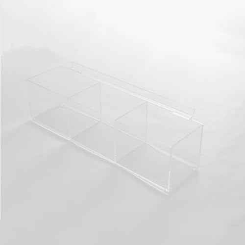 CiaoHER Slatwall Acrylic Retail Tray Rectangular Clear Dump Bin Merchandise Storage Organizer Caddy for Slatwall Displays, 16"x4"x4" (3 compartments)