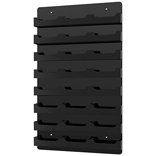 Ireer Business Card Holder for Wall Black Acrylic Business Card Holder Wall Mount Hanging Organizers Acrylic Sticker Display Stand (24 Pockets)