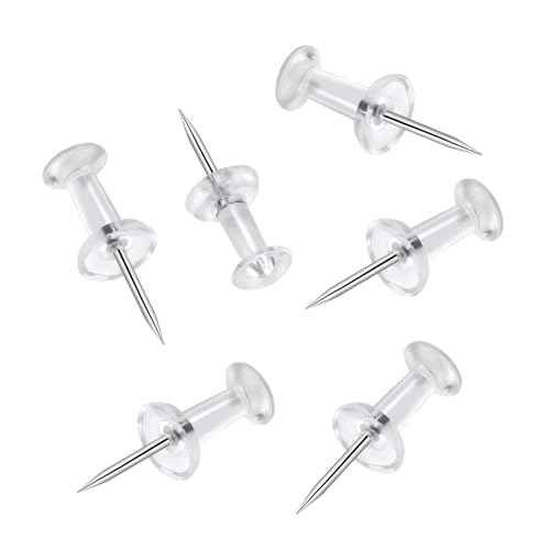 200 Pcs Push Pins Tacks, Thumb Tacks for Wall, Clear Plastic Head, Steel Point, Decorative Push Pins, Standard Thumb Tacks for Bulletin Board, Corkboard, Map, Calendar, Photo, Home, Office