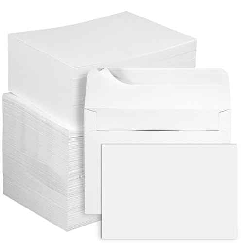 gisgfim 200 Set 5 x 7 Flat Blank Note Cards and Envelopes with A7 Cardstock Envelopes Self Seal Printable White Cardstock with Envelope Wedding Blank Invitations Kit for All Occasion (NOT FOLDED)