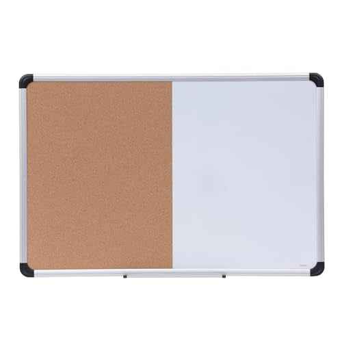 Universal 43743 Cork/Dry Erase Board, Melamine, 36 x 24, Black/Gray, Aluminum/Plastic Frame