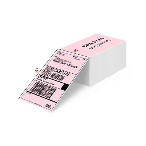 JADENS 4X6 Thermal Direct Shipping Label Compatible with JADENS MUNBYN, IDPRT, Rollo, Postage Label Paper for Small Businesses, 250 Labels/Pack, Pink