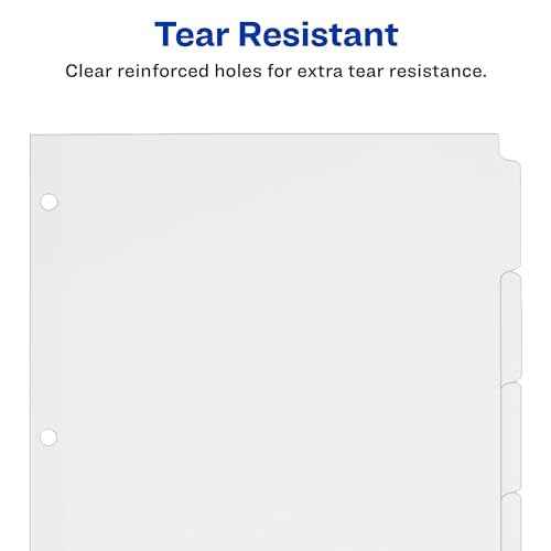 Avery Binder Tabs Divider ? Bulk 5?Tab Write?On Design, Tear?Resistant Reinforced Holes, Fits Standard 3?Ring Binder, White Recycled Index Paper, 36 Sets ? Ideal for Students & Offices