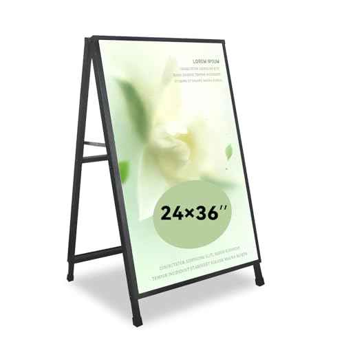 A Frame Sign 24x36 Inches Portable Sandwich Board Outdoor Sign Holder Heavy Duty Display Double Sided Sidewalk Sign Ideal for Mall Restaurant Supermarket Trade Shows (Frame only),1PACK