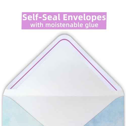 72 Pieces Stationery Set with Envelopes (48 Lined Watercolor Sheets + 24 Matching Envelopes), 8 Unique Designs, 5.5 x 8.25 inch Double Sided Printing stationery paper for Letter Writing