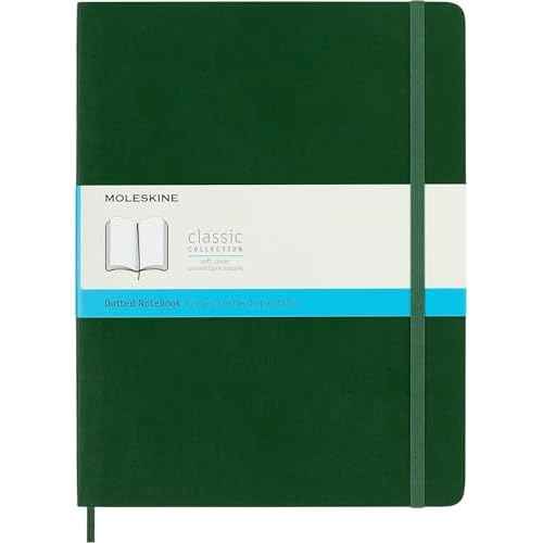 Moleskine Classic Notebook, Soft Cover, XL (7.5" x 9.5") Dotted, Myrtle Green, 192 Pages