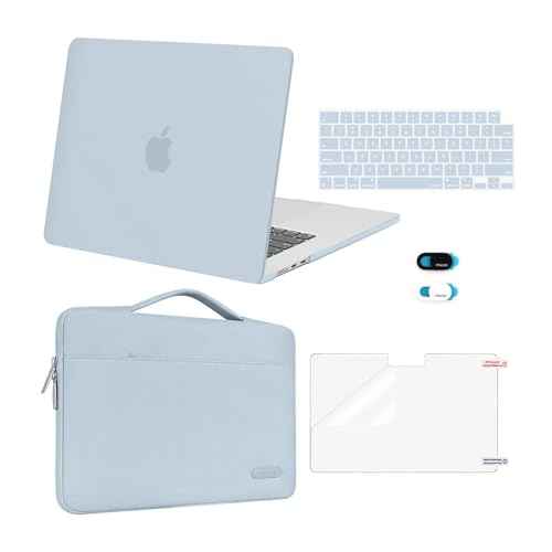 MOSISO Compatible with MacBook Air 15 inch Case 2025 2024 2023 Release M4 A3241 M3 A3114 M2 A2941, Plastic Hard Shell&Carrying Sleeve Bag&Keyboard Cover&Webcam Cover&Screen Protector, Baby Blue