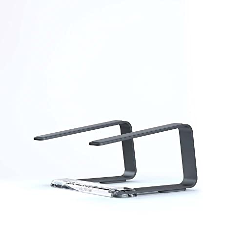 Griffin Elevator Laptop Stand - Ergonomic Computer Riser & Laptop Mount Made of Sturdy Brushed Aluminum - Supports Posture & Elevates Workspace with a Minimal Design, Space Grey Clear (2.5 Oz)
