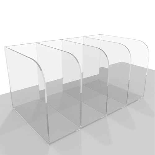 Acrylic Magazine File Holder, Vertical Desk Organizer File Sorter with 4 Compartments, Clear Mail Organizer Office Organization Storage Bins Holding for Magazine, Binder, Books