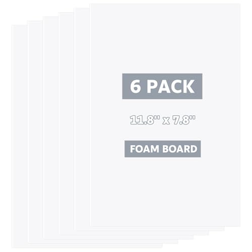 DIYASY White Foam Boards 6-Pack 11.8 x 7.8in Craft Poster Mounting Sheets