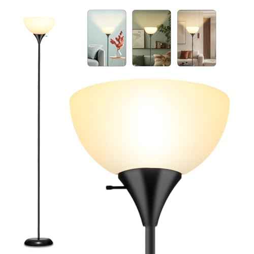 Standing Lamp, Led Floor Lamps for Living Room, Drop-Resistant White Lampshade, Rotary Switch, Industrial Metal Tall Lamp for Living Room Bedroom Study Office Kid¡¯s Room