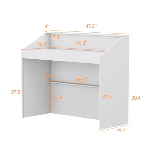 AIEGLE 47.2" White Reception Desk with Black Trims - Modern Front Counter for Beauty Salon, Retail, Lobby, Office