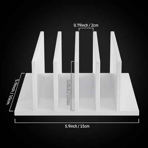Frienda 4-Compartment Acrylic Vertical Laptop Stand, Can Accommodate with a Thickness of Less Than 2 cm, Fits Most Laptop(2 Pcs,White)