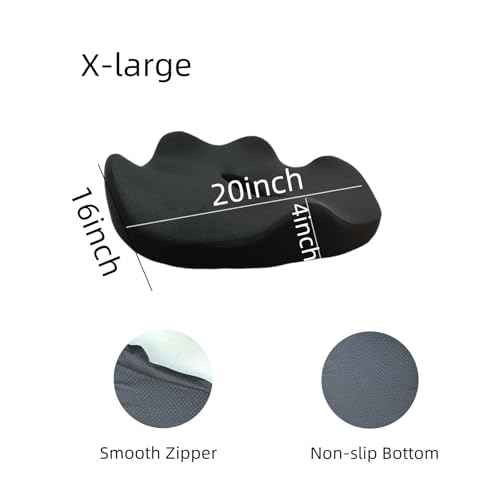 Seat Cushion for Office Chairs XL, Tailbone Pain Relief, Game Chair Cushion, Desk Chair Cushion, Memory Foam, Non-Slip Bottom with Zipper, Pillow, with Portable Handle