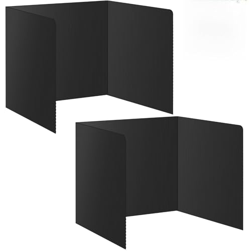 2 Pack Black Desk Dividers for Students, Waterproof Plastic Privacy Folders