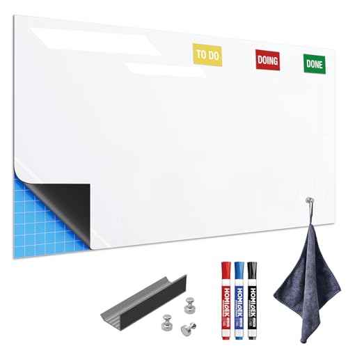 HOMiDEK Adhesive Backing Magnetic Whiteboard Contact Paper - 24" x 36" Peel and Stick Dry Erase Board Sticker - Magnetic Wall Decal Wallpaper for Any Smooth Surface, Office, Home, Classroom, Playroom