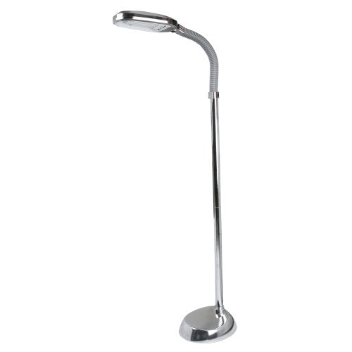 Adjustable Floor Lamp - Full Spectrum Natural Sunlight Lamp with Bendable Neck - Dimmable Light for Bedroom or Living Room by Lavish Home (Chrome)