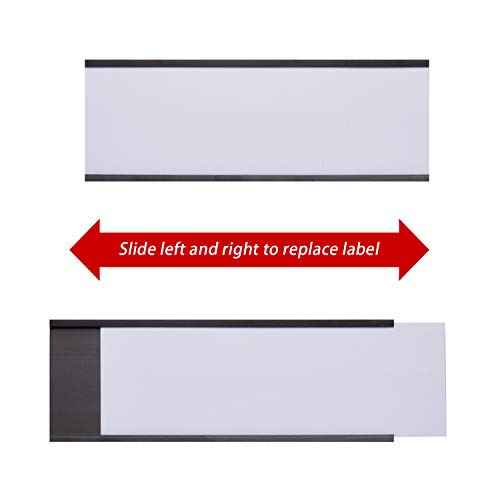 Eeoyu Magnetic Label Holders with Magnets Magnetic Data Card Holders with Clear Plastic Protectors for Metal Shelf, Whiteboard, Set of 50 (2 x 5.5 Inch)