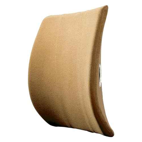 Thin Ergonomic Bucket Seat Lower Lumbar Back Support Pillow Cushion for Office Chair, Car, Truck, Wheelchair, Gaming Chair and Recliner for Pain Relief Made in USA Beige