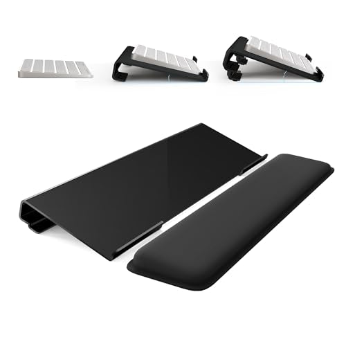 Computer Keyboard Stand for Desktop, 2-Level Height Adjustment Keyboard Wrist Rest, Non-Slip Key Board Riser Pad for Office, Gaming, and Home Desks