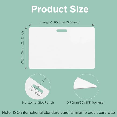 50 Pack CR80 30 Mil Premium Blank PVC ID Cards with Slot Punch on Long Side - White