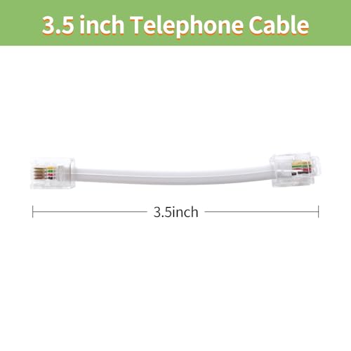 Phone Cable 2 Way Splitter RJ11 6P4C Telephone Line Cord Adapter with 3 inch Cable for Landline Phone Wire, Black, AV01203