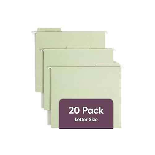 Smead FasTab Hanging Box Bottom File Folder, 2¡± Expansion, 1/3-Cut Built-in Tab, Letter Size, Moss, 20 per Box (64201)