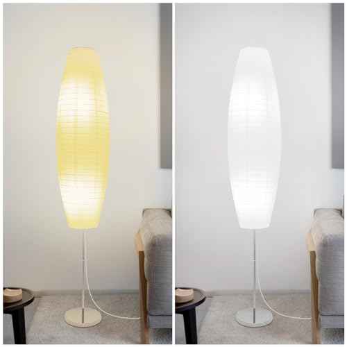 Paper Floor Lamp, Rice Paper Lamp for Living Room, Japanese Floor Lamp Rice Shade for Bedroom, Office& Living Room-Beige(Oval)