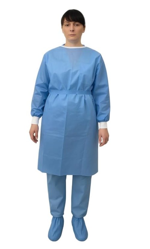 Regine Switzerland Disposable Isolation Gowns - Level 3 Sterile, Latex-Free, Long Cuffed Sleeve, Blue - 1 Count