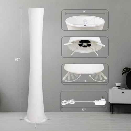 Floor Lamp, RGB Color Changing, Smart Control Music Sync with Fabric Shade, Standing Lamp for Living Room Bedroom Game Room, 62 inch